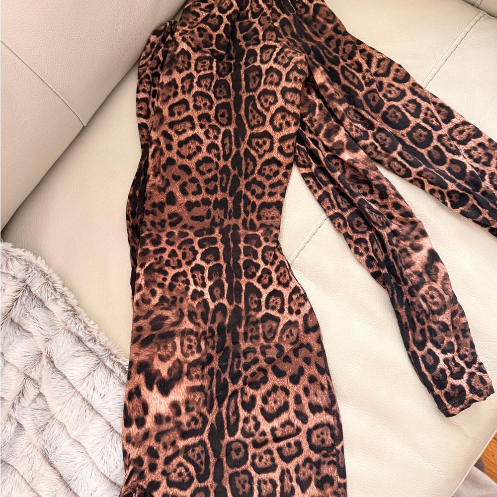 naked wardrobe Brown Leopard Print Long-Sleeve Jumpsuit - Picture 5 of 6